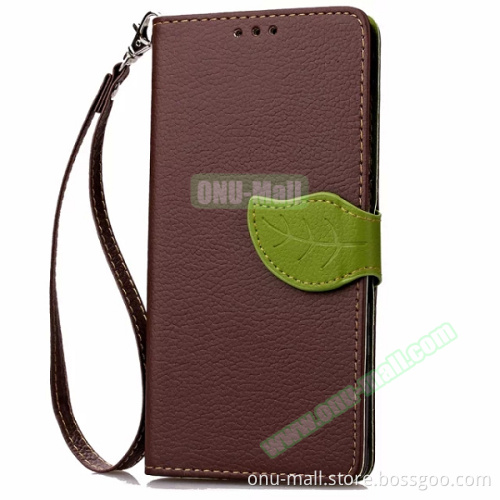 Litchi Texture Leaf Magnetic Snap Flip Leather Wallet Case for LG V10 Phone Case